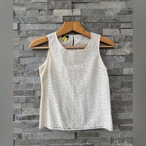 Talbots White Cream Lace Scoop Neck Camisole Tank Top Shell 2P